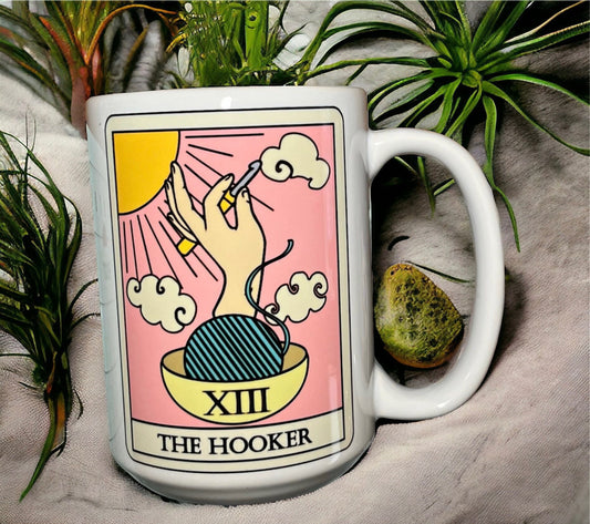 The Hooker - Crocheter's Coffee Cup - Tarot Card Coffee Cup - 15oz